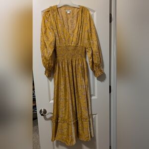 Outerknown Floral Yellow Midi Dress